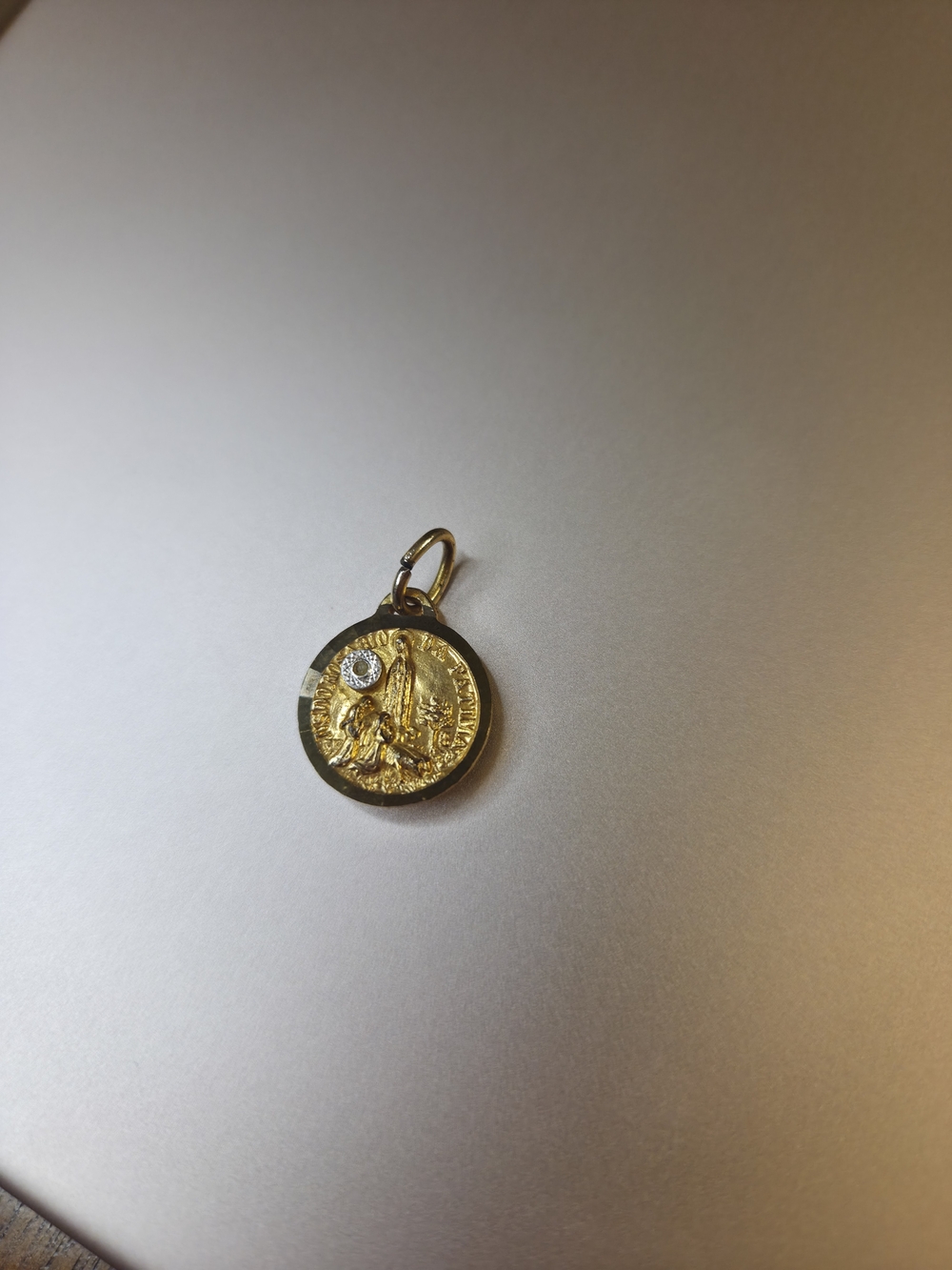 Gold Coin Pendant Charm - Women Jewelry Vintage Terra de Fátima Gold-Tone Relig